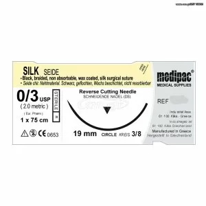 ΡΑΜΜΑ MEDIPAC SILK 3/0 75cm 1/2 circle 24 τεμ.
